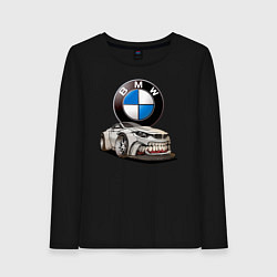 Лонгслив хлопковый женский BMW оскал, цвет: черный