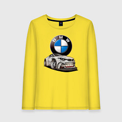 Лонгслив хлопковый женский BMW оскал, цвет: желтый