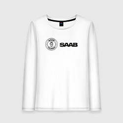 Лонгслив хлопковый женский Saab Black Logo, цвет: белый
