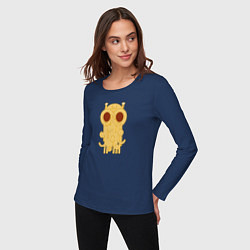 Лонгслив хлопковый женский The flying spaghetti monster, цвет: тёмно-синий — фото 2