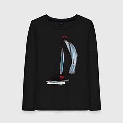 Лонгслив хлопковый женский Парусник, цвет: черный