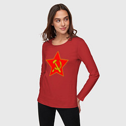 Лонгслив хлопковый женский СССР, цвет: красный — фото 2