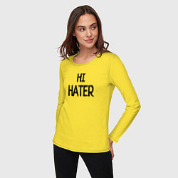 Лонгслив хлопковый женский HI HATER BYE HATER, цвет: желтый — фото 2