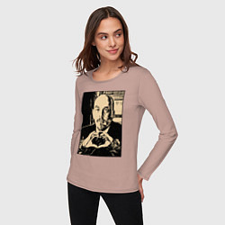 Лонгслив хлопковый женский Ленин Oko, цвет: пыльно-розовый — фото 2