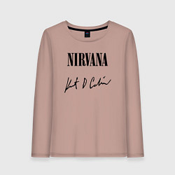 Лонгслив хлопковый женский NIRVANA АВТОГРАФ КУРТА КОБЕЙНА, цвет: пыльно-розовый