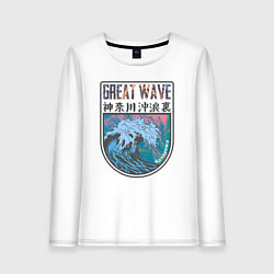 Лонгслив хлопковый женский Vaporwave Kanagawa, цвет: белый