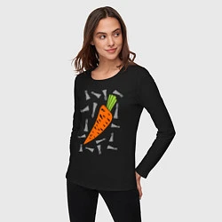 Лонгслив хлопковый женский Морковка кролика, цвет: черный — фото 2