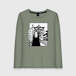 Лонгслив хлопковый женский No-Face Spirited Away Ghibli, цвет: авокадо