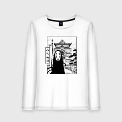 Лонгслив хлопковый женский No-Face Spirited Away Ghibli, цвет: белый
