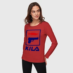 Лонгслив хлопковый женский Kila Fila, цвет: красный — фото 2