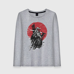 Лонгслив хлопковый женский Японский самурай, цвет: меланж