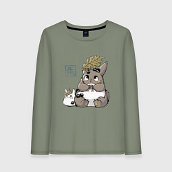 Лонгслив хлопковый женский Тоторо, цвет: авокадо