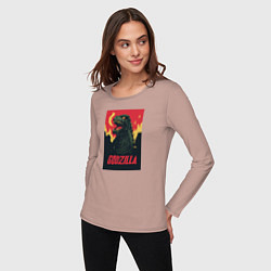 Лонгслив хлопковый женский Godzilla, цвет: пыльно-розовый — фото 2