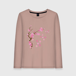 Лонгслив хлопковый женский Розовая сакура, цвет: пыльно-розовый