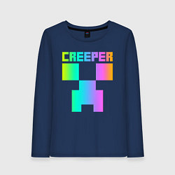 Лонгслив хлопковый женский MINECRAFT CREEPER, цвет: тёмно-синий