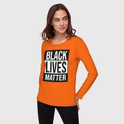 Лонгслив хлопковый женский BLACK LIVES MATTER, цвет: оранжевый — фото 2
