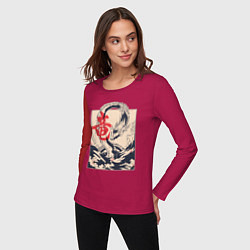 Лонгслив хлопковый женский Морской дракон, цвет: маджента — фото 2