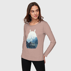 Лонгслив хлопковый женский Тоторо, цвет: пыльно-розовый — фото 2