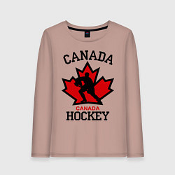 Лонгслив хлопковый женский Canada Hockey, цвет: пыльно-розовый