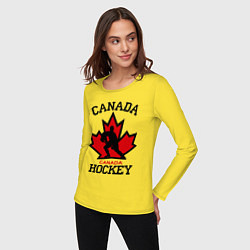 Лонгслив хлопковый женский Canada Hockey, цвет: желтый — фото 2