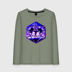Лонгслив хлопковый женский DnD, d20, Dragon, Дракон, ДнД, цвет: авокадо