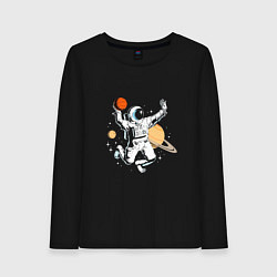 Лонгслив хлопковый женский Space bascetball, цвет: черный