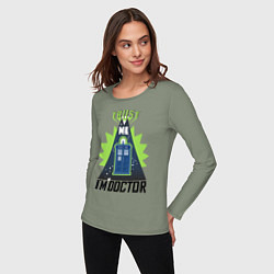 Лонгслив хлопковый женский Trust me, i'm doctor who, цвет: авокадо — фото 2