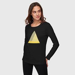 Лонгслив хлопковый женский Градиентный треугольник 5, цвет: черный — фото 2