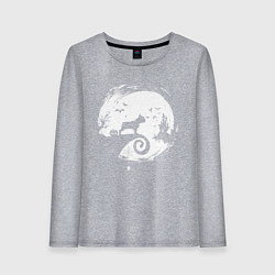 Лонгслив хлопковый женский Полнолуние Французский бульдог, цвет: меланж