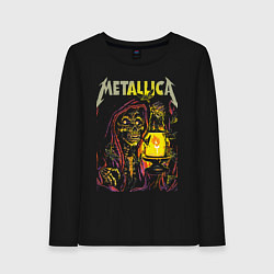 Лонгслив хлопковый женский Metallica - скелет со свечой, цвет: черный