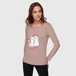 Лонгслив хлопковый женский Merry Cat, цвет: пыльно-розовый — фото 2