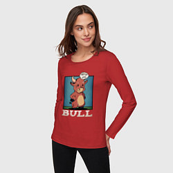 Лонгслив хлопковый женский Bull, цвет: красный — фото 2