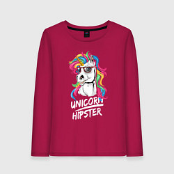 Лонгслив хлопковый женский Unicorn hipster, цвет: маджента