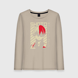 Лонгслив хлопковый женский Моя геройская академия, цвет: миндальный
