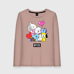 Лонгслив хлопковый женский BT21, цвет: пыльно-розовый