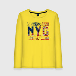 Лонгслив хлопковый женский Нью-Йорк Сити, цвет: желтый
