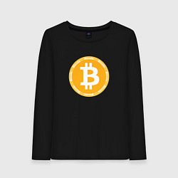 Лонгслив хлопковый женский Bitcoin Биткоин, цвет: черный