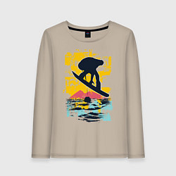 Лонгслив хлопковый женский Snowboarding, цвет: миндальный