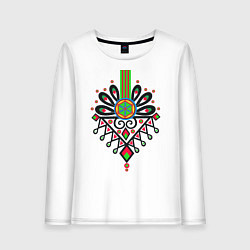 Лонгслив хлопковый женский Польский узор Парзеница, цвет: белый
