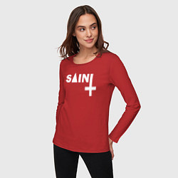 Лонгслив хлопковый женский Saint, цвет: красный — фото 2