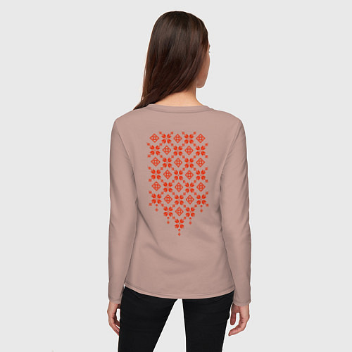 Женский лонгслив Белорусская вышиванка / Пыльно-розовый – фото 4
