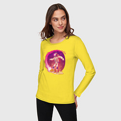 Лонгслив хлопковый женский Космический серфинг, цвет: желтый — фото 2