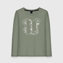 Лонгслив хлопковый женский БТС BTS Stay Gold Bangtan Boys, цвет: авокадо