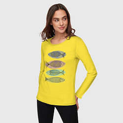 Лонгслив хлопковый женский Рыбы, цвет: желтый — фото 2