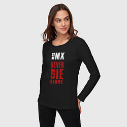 Лонгслив хлопковый женский DMX - Never die alone, цвет: черный — фото 2
