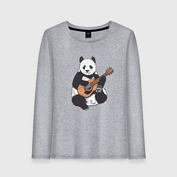 Лонгслив хлопковый женский Панда гитарист Panda Guitar, цвет: меланж