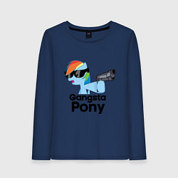 Лонгслив хлопковый женский Gangsta pony, цвет: тёмно-синий