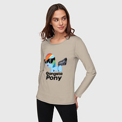 Лонгслив хлопковый женский Gangsta pony, цвет: миндальный — фото 2