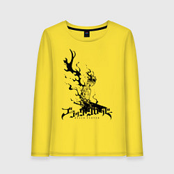 Лонгслив хлопковый женский Черный Аста Черный Клевер, цвет: желтый