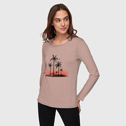 Лонгслив хлопковый женский Palm tree, цвет: пыльно-розовый — фото 2